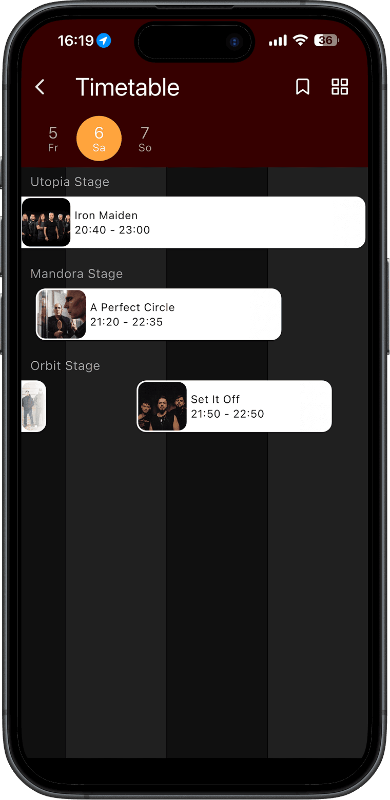 Smartphone with 'Rock im Park'-App